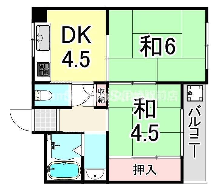 カーサマリノス(2DK/2階)の間取り写真
