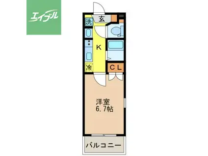 RESIDENCE家野(1K/2階)の間取り写真