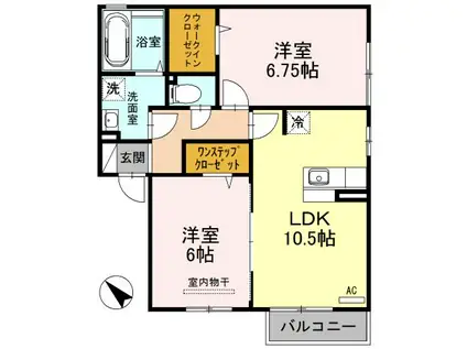 グランメール(2LDK/2階)の間取り写真