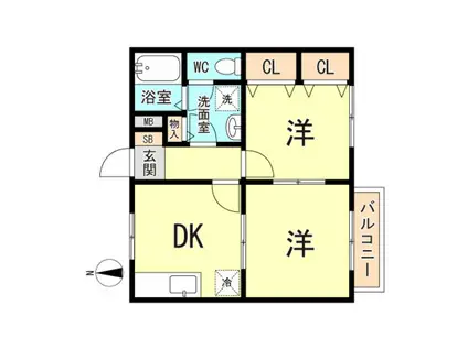 Aスクエア桜木町(2DK/1階)の間取り写真