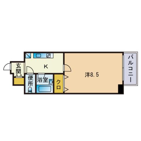 エンクレスト博多駅南(1K/7階)の間取り写真