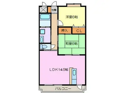 スカイマンションキャッスル(2LDK/2階)の間取り写真