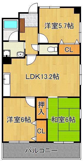 珪州館II(3LDK/4階)の間取り写真