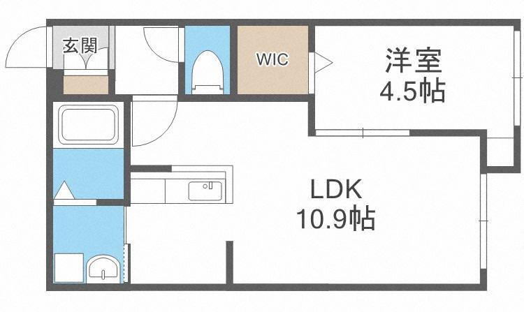サリーレ新札幌A(1LDK/1階)の間取り写真