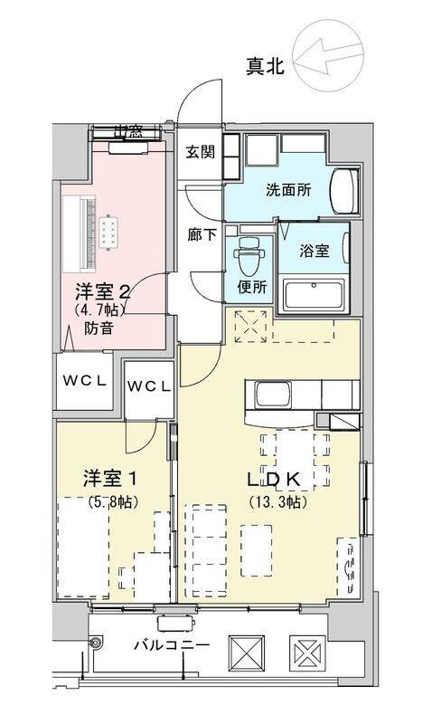 リバーランド マーリエ(2LDK/2階)の間取り写真