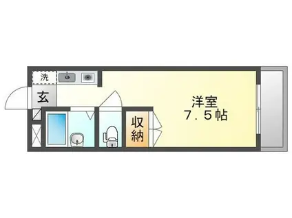 ピアブルークレストI(1K/1階)の間取り写真