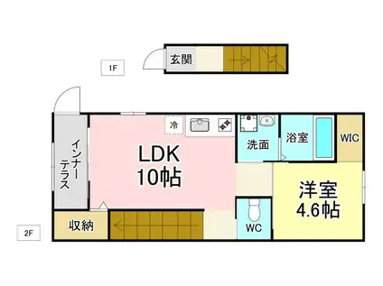OLIVEII(1LDK/2階)の間取り写真