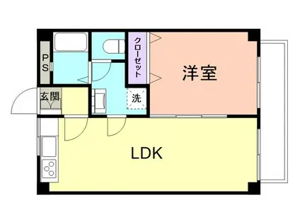 箕西マンション(1LDK/2階)の間取り写真