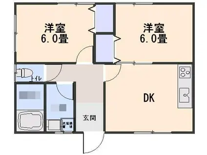 メゾンシブキ(2DK/2階)の間取り写真