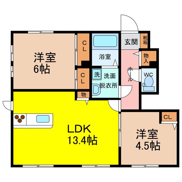 グリーンファースト・ミヤコ(2LDK/1階)の間取り写真