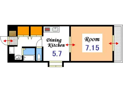 COCO中島田(1DK/9階)の間取り写真