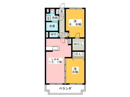 グランストーク下平川(2LDK/2階)の間取り写真