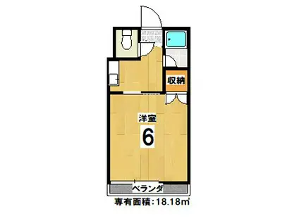 フォーブル仕伏(1K/1階)の間取り写真