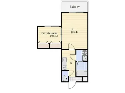 アプローズ加古川(1LDK/4階)の間取り写真