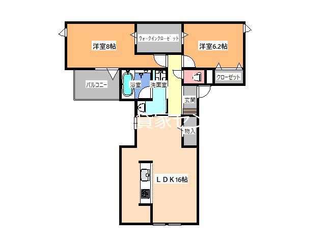 D-GLANZ ウエスト(2LDK/3階)の間取り写真