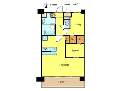 ソライロテラスあびこ(1SLDK/1階)の間取り写真