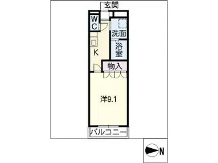 アイディール・Y(1K/1階)の間取り写真