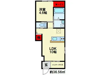 OLIVEII(1LDK/1階)の間取り写真