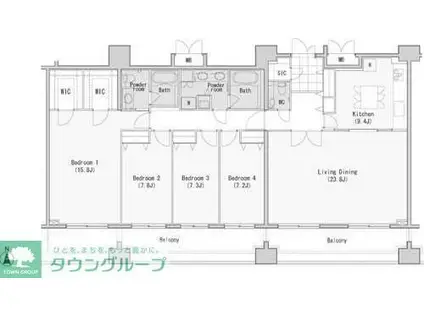 レジディア西麻布(4LDK/12階)の間取り写真
