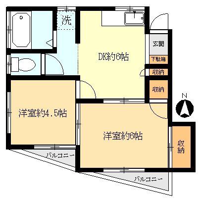 第二栄荘(2DK/2階)の間取り写真