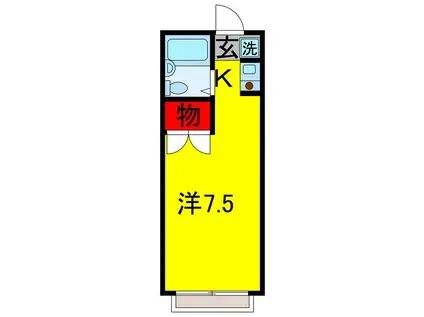 コテージ国分寺I(ワンルーム/2階)の間取り写真