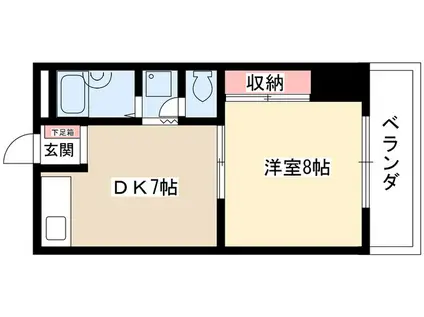 エクセレンス名東(1DK/1階)の間取り写真