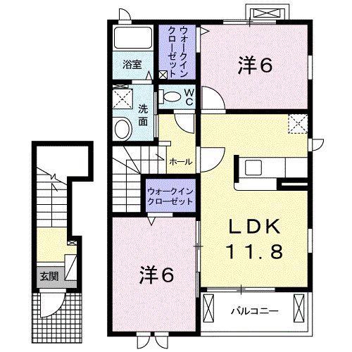 プリート(2LDK/2階)の間取り写真