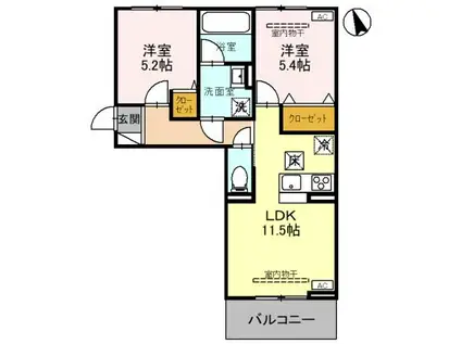 D-ROOMロータスシャトー201(2LDK/2階)の間取り写真