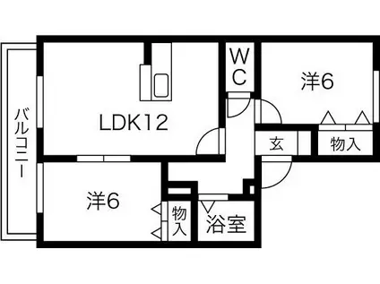 グランシャリオA(2LDK/2階)の間取り写真
