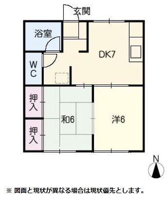 ハラマキハイツF棟(2DK/1階)の間取り写真