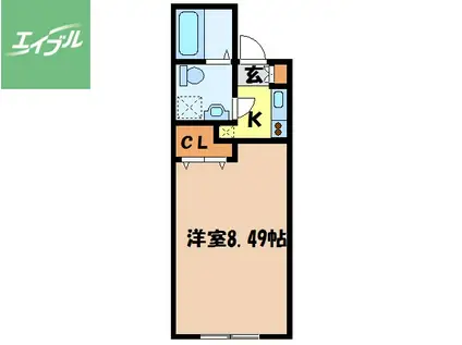 アミティ館内二番館(1K/4階)の間取り写真