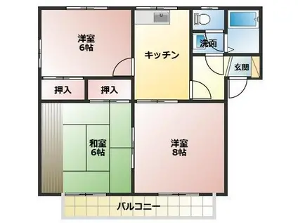 シティインメイプル(3K/2階)の間取り写真