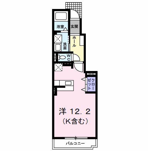 プラスパーA棟(ワンルーム/1階)の間取り写真