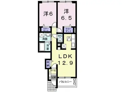 フィレガロ(2LDK/1階)の間取り写真