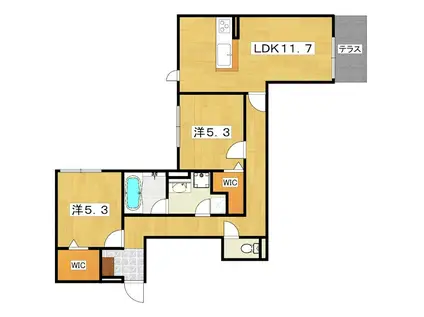 D-ROOM枚方上之町PJ(2LDK/1階)の間取り写真