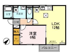 グリチネ(1LDK/1階)の間取り写真