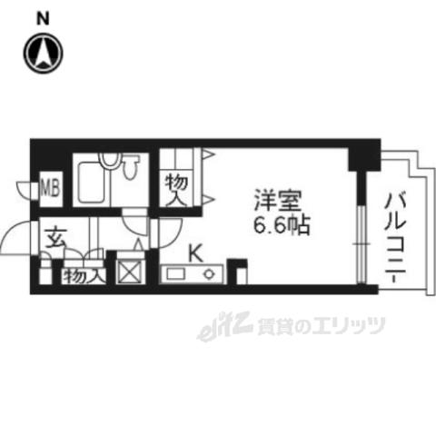 スカイノブレ京都四条大宮(ワンルーム/3階)の間取り写真