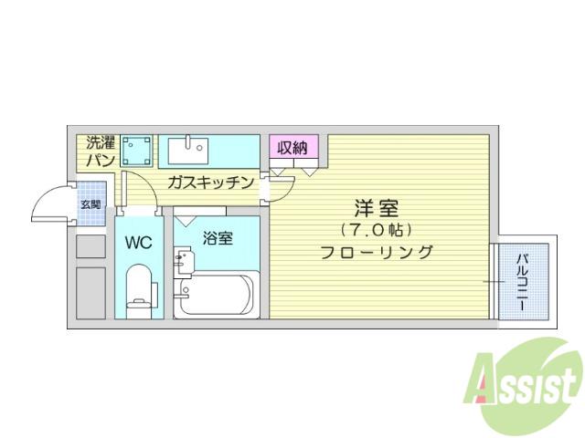 アイショウプラザ旭ヶ丘Ⅴ(1K/4階)の間取り写真