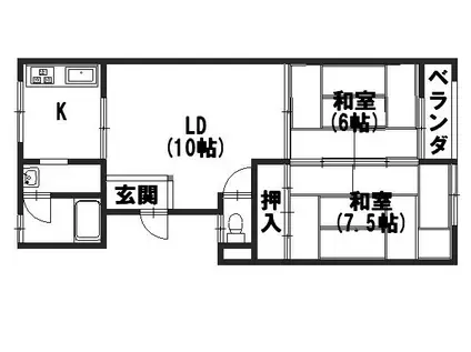 第二大北マンション(2DK/3階)の間取り写真