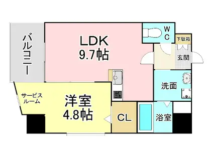 サンシャイン・マリンズ井堀(1LDK/2階)の間取り写真
