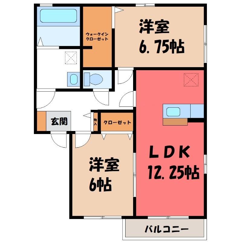 オルテンシア II(2LDK/2階)の間取り写真