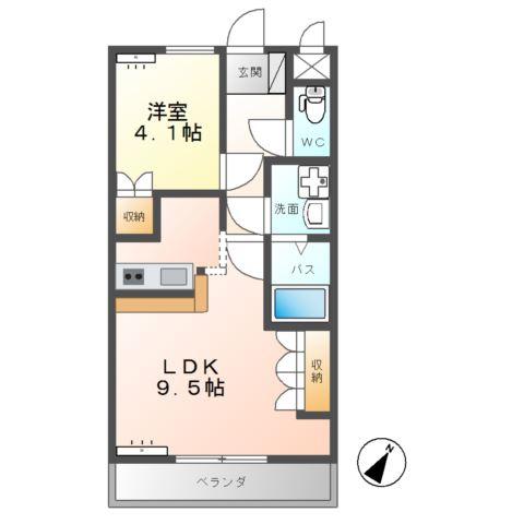 エスポアールB(1LDK/2階)の間取り写真