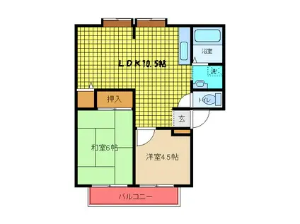 カサベルデ中澤(2LDK/2階)の間取り写真