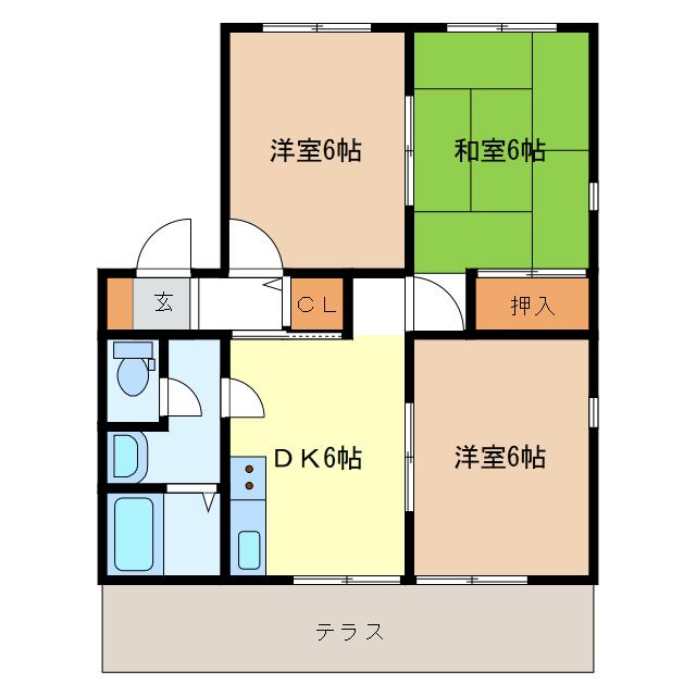 メゾンむつみヶ丘(3DK/1階)の間取り写真