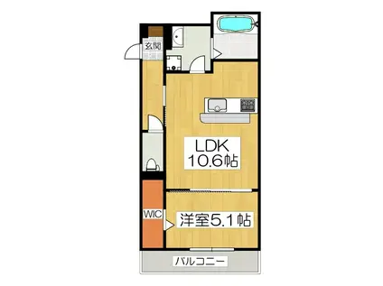 GRAMM岩倉(1LDK/1階)の間取り写真