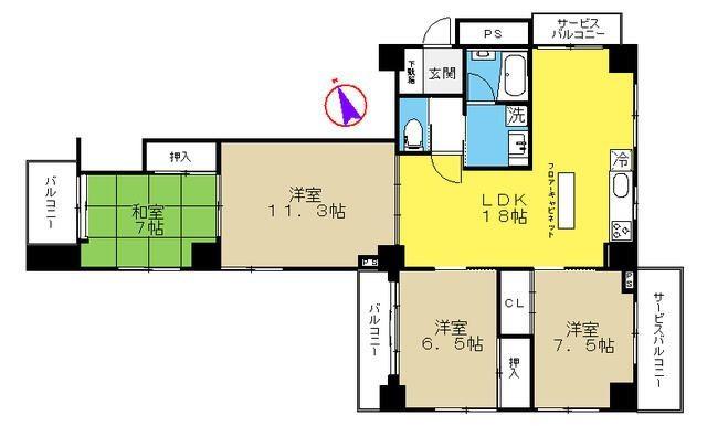 総建メゾン三幸(4LDK/5階)の間取り写真