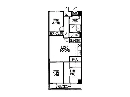 明石公園ハイタウン1号棟(3LDK/5階)の間取り写真