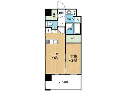 フェリーチェ九品寺(1LDK/2階)の間取り写真