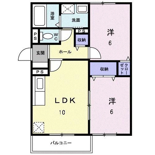 LIZE緑ヶ丘(2LDK/3階)の間取り写真