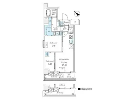 LUMICITY月島(2LDK/2階)の間取り写真